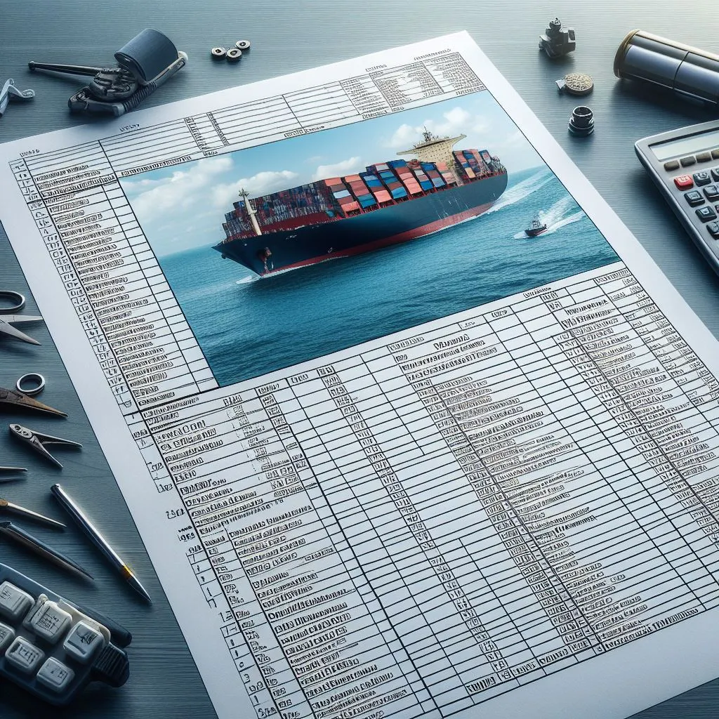 Ship Spare Parts list
